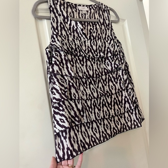 Loft Dark Purple & White Aztec Design, Cotton summer Blouse women’s SZ Small - Picture 6 of 14